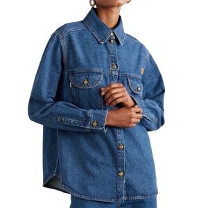 Blaze Milano Nariida Berber Embroidered Dark Blue Cotton Denim Shirt Size 1